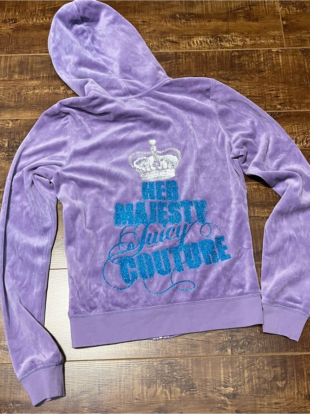 vintage her majesty juicy couture purple velour zip up tracksuit hoodie